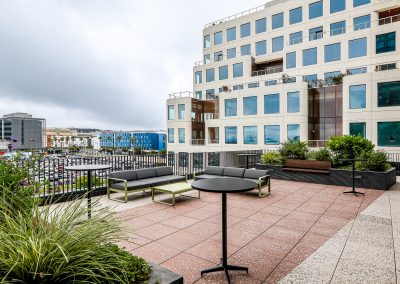 outdoor mezzanine at Mission Rock development in San Francisco