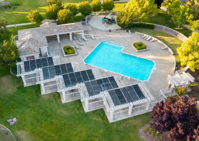 aerial view of pool at senior living community Pleasanton