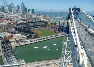 view from tower crane at Mission Rock development in San Francisco