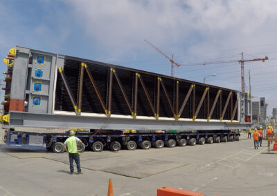 construction jobsite photo, a HRSG unit arrives at a California power plant